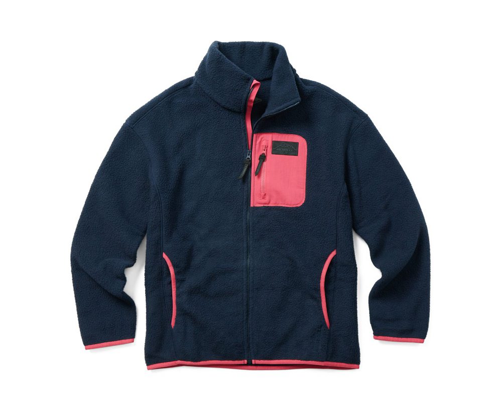 Merrell Jackets Navy - Sherpa w/Snaps and Overlays Full Zip - Womens 89OWDGZCI